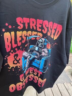 G West “Stressed, Blessed, & Obsessed” Grim Reaper Graphic Tee - 2XL - NWT